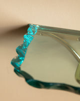 Sculptural Glass & Brass Wall Shelf #2 in the Manner of Fontana Arte, Italy