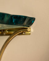 Sculptural Glass & Brass Wall Shelf #2 in the Manner of Fontana Arte, Italy