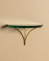 Sculptural Glass & Brass Wall Shelf #3 in the Manner of Fontana Arte, Italy