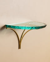 Sculptural Glass & Brass Wall Shelf #3 in the Manner of Fontana Arte, Italy