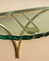 Sculptural Glass & Brass Wall Shelf #3 in the Manner of Fontana Arte, Italy