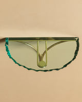 Sculptural Glass & Brass Wall Shelf #3 in the Manner of Fontana Arte, Italy