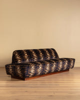 Sculptural Mid Century Sofa on Wood Base in Caspian Velvet, Europe, 1960's