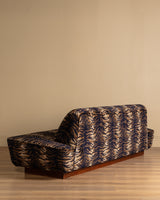 Sculptural Mid Century Sofa on Wood Base in Caspian Velvet, Europe, 1960's