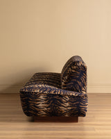 Sculptural Mid Century Sofa on Wood Base in Caspian Velvet, Europe, 1960's