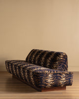 Sculptural Mid Century Sofa on Wood Base in Caspian Velvet, Europe, 1960's