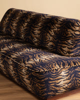 Sculptural Mid Century Sofa on Wood Base in Caspian Velvet, Europe, 1960's