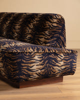Sculptural Mid Century Sofa on Wood Base in Caspian Velvet, Europe, 1960's