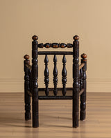 Bobbin-Turned Wood Armchair with Ball Finials, Early 20th Century