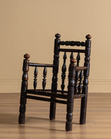 Bobbin-Turned Wood Armchair with Ball Finials, Early 20th Century