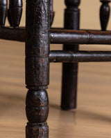 Bobbin-Turned Wood Armchair with Ball Finials, Early 20th Century