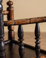 Bobbin-Turned Wood Armchair with Ball Finials, Early 20th Century