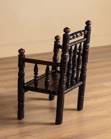 Bobbin-Turned Wood Armchair with Ball Finials, Early 20th Century