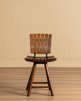 Set of 4 Slatted Wood Swivel Chairs Manner of Arthur Umanoff, 1960's