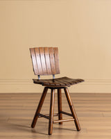 Set of 4 Slatted Wood Swivel Chairs Manner of Arthur Umanoff, 1960's