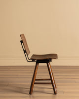 Set of 4 Slatted Wood Swivel Chairs Manner of Arthur Umanoff, 1960's
