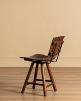 Set of 4 Slatted Wood Swivel Chairs Manner of Arthur Umanoff, 1960's