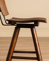 Set of 4 Slatted Wood Swivel Chairs Manner of Arthur Umanoff, 1960's