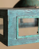 Modernist Verdigris Solid Brass Pendant Light, American, 1970's