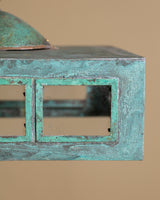 Modernist Verdigris Solid Brass Pendant Light, American, 1970's