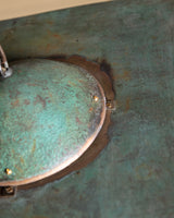 Modernist Verdigris Solid Brass Pendant Light, American, 1970's