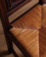 Set of 6 Neo-Basque Oak & Rush Dining Chairs, France, 1950's