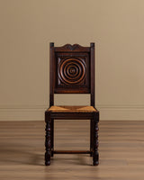 Set of 6 Neo-Basque Oak & Rush Dining Chairs, France, 1950's