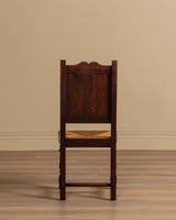 Set of 6 Neo-Basque Oak & Rush Dining Chairs, France, 1950's