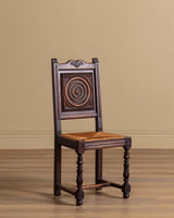 Set of 6 Neo-Basque Oak & Rush Dining Chairs, France, 1950's