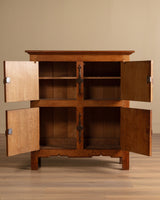 Linen Fold Carved Oak Cabinet w/ Iron Fastenings, Belgium, 1950's