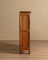 Linen Fold Carved Oak Cabinet w/ Iron Fastenings, Belgium, 1950's