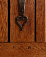 Linen Fold Carved Oak Cabinet w/ Iron Fastenings, Belgium, 1950's