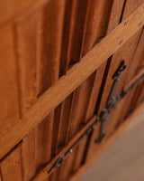Linen Fold Carved Oak Cabinet w/ Iron Fastenings, Belgium, 1950's