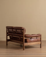 Swedish Safari Style Oak & Leather Sofa, 1960's