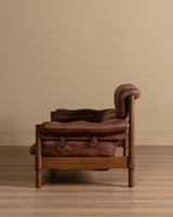 Swedish Safari Style Oak & Leather Sofa, 1960's