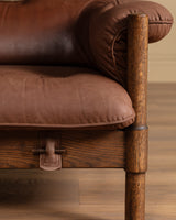 Swedish Safari Style Oak & Leather Sofa, 1960's