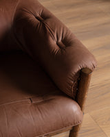 Swedish Safari Style Oak & Leather Sofa, 1960's