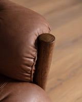 Swedish Safari Style Oak & Leather Sofa, 1960's