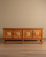 94" Danish Oak Sideboard w/ Wavy Apron by Henning Kjaernulf, 1970s's