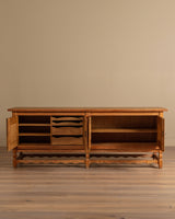 94" Danish Oak Sideboard w/ Wavy Apron by Henning Kjaernulf, 1970s's