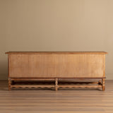 94" Danish Oak Sideboard w/ Wavy Apron by Henning Kjaernulf, 1970s's