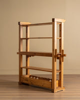 Brutalist Dutch Oak Bookcase w/ Peg Joinery, 1970's