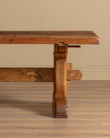 Solid Dutch Oak Trestle Base Dining Table, 1950's