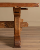 Solid Dutch Oak Trestle Base Dining Table, 1950's