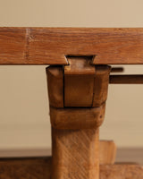 Solid Dutch Oak Trestle Base Dining Table, 1950's