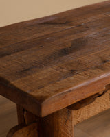 Solid Dutch Oak Trestle Base Dining Table, 1950's