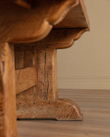 Solid Dutch Oak Trestle Base Dining Table, 1950's