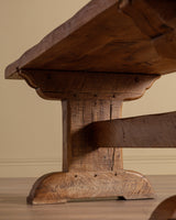 Solid Dutch Oak Trestle Base Dining Table, 1950's