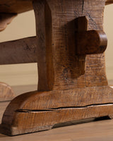 Solid Dutch Oak Trestle Base Dining Table, 1950's