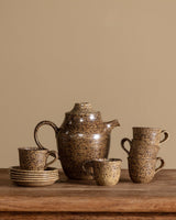 11pc Speckled Stoneware Tea Set, France, 1970s - Lone Fox